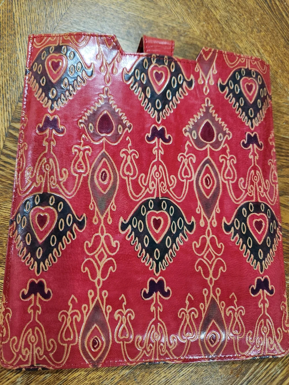 Brighton Vintage Red Tooled Leather Ipad/tablet Sleeve 10.5inch By 9 Inch
